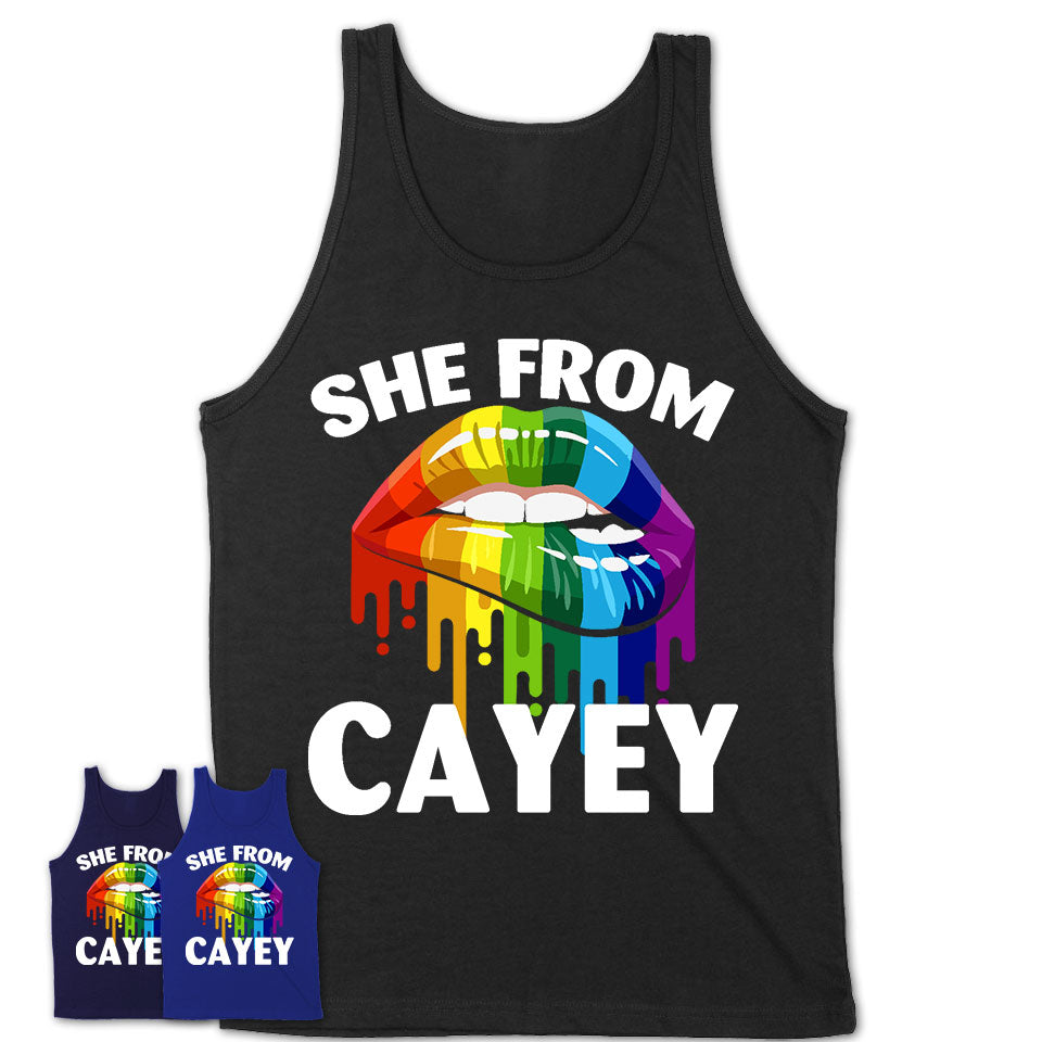 She From Cayey Puerto Rico T-Shirt LGBT Pride Sexy Lips Gift Shirt