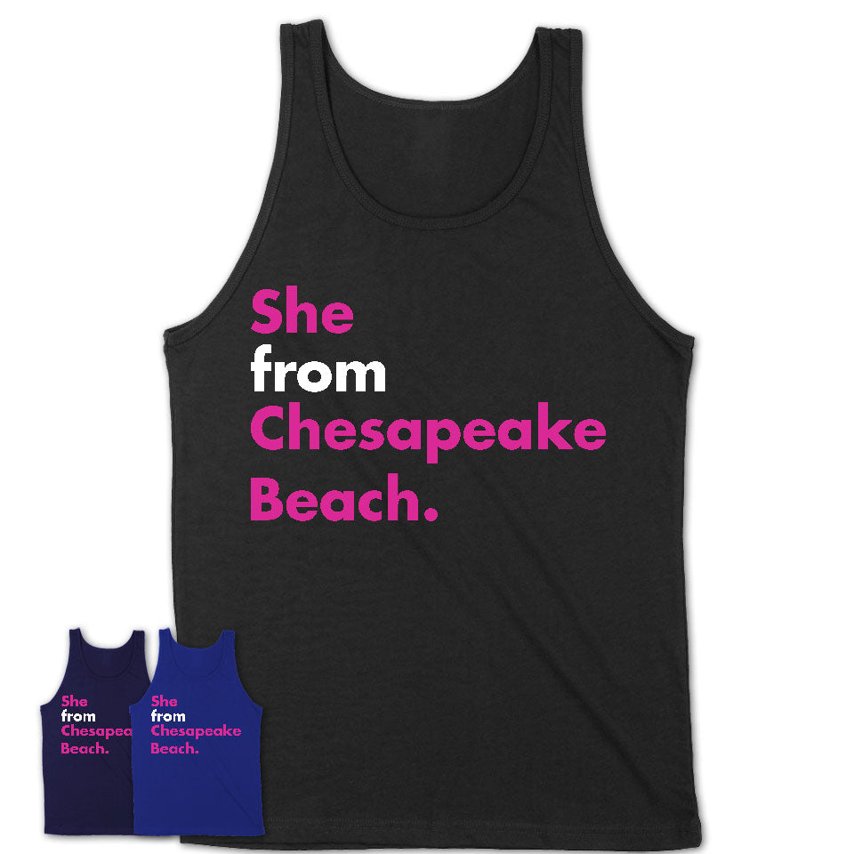 She From Chesapeake Beach Shirt Maryland State Birthday Gift For Her