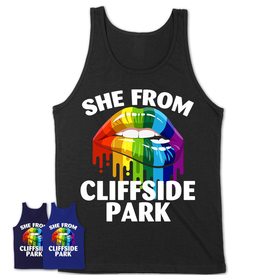 She From Cliffside Park New Jersey T-Shirt LGBT Pride Sexy Lips Gift Shirt