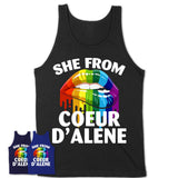 She From Coeur d'Alene Idaho T-Shirt LGBT Pride Sexy Lips Gift Shirt