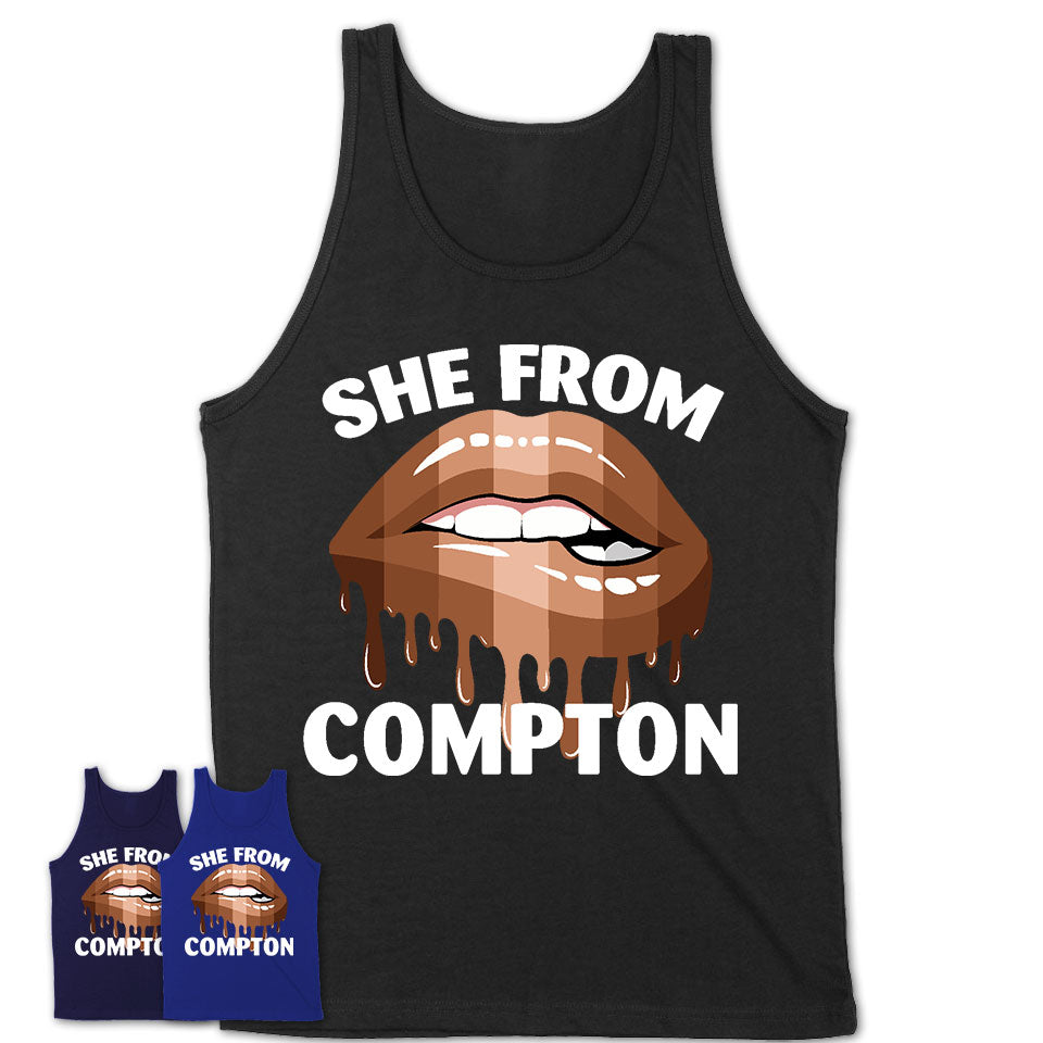 She From Compton California T-Shirt Black Lives Matter Sexy Lips Girl Shirt