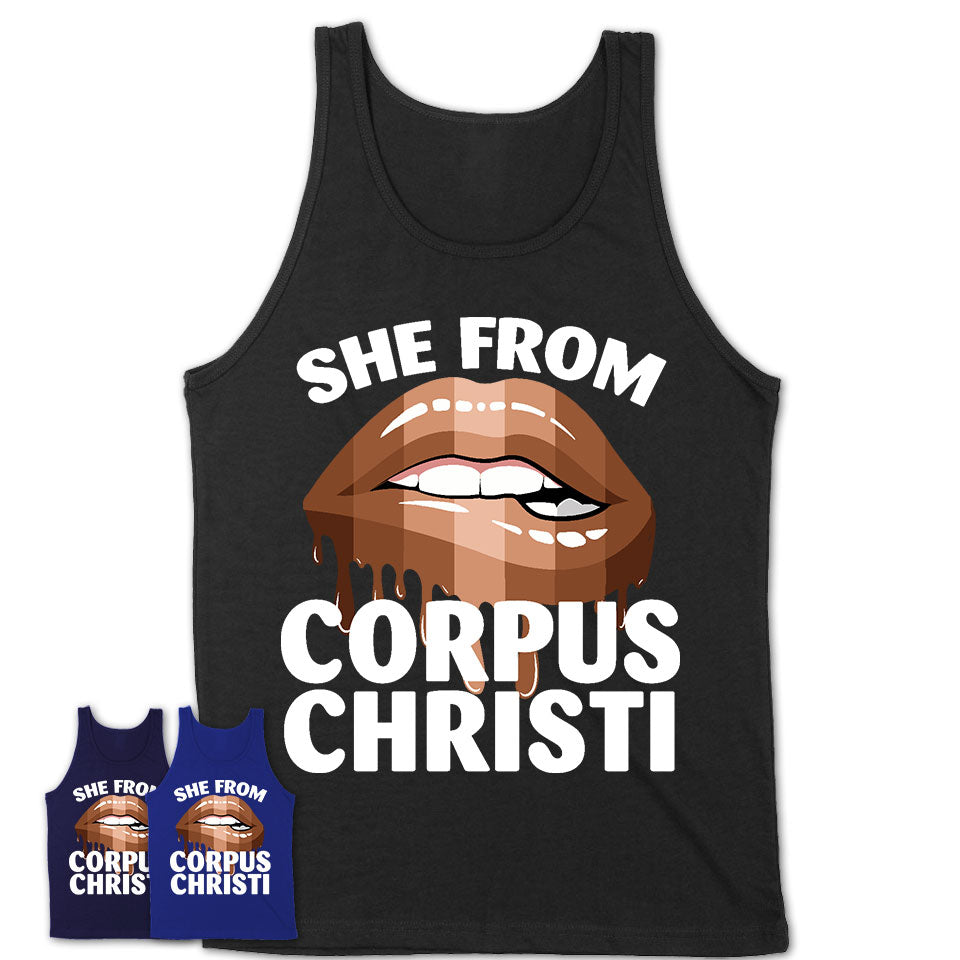 She From Corpus Christi Texas T-Shirt Black Lives Matter Sexy Lips Girl Shirt