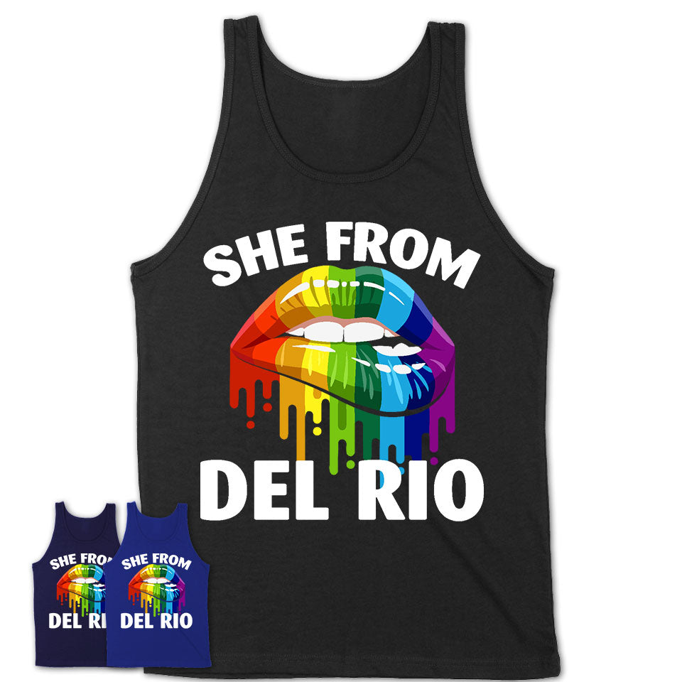 She From Del Rio Texas T-Shirt LGBT Pride Sexy Lips Gift Shirt