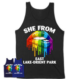 She From East Lake-Orient Park Florida T-Shirt LGBT Pride Sexy Lips Gift Shirt
