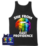 She From East Providence Rhode Island T-Shirt LGBT Pride Sexy Lips Gift Shirt