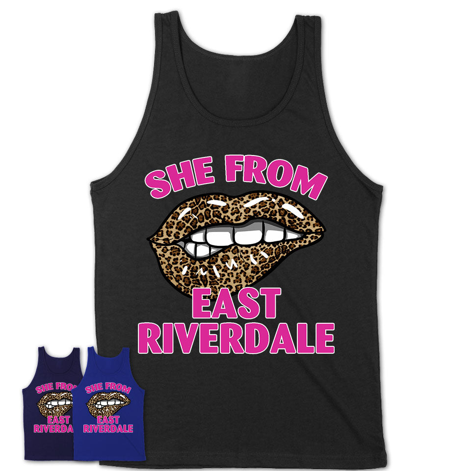 She From East Riverdale Maryland Gift Cheetah Leopard Sexy Lips Shirt
