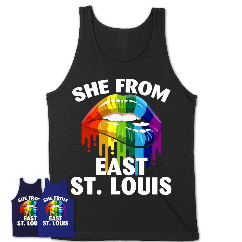 She From East St. Louis Illinois T-Shirt LGBT Pride Sexy Lips Gift Shirt
