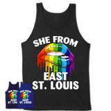 She From East St. Louis Illinois T-Shirt LGBT Pride Sexy Lips Gift Shirt
