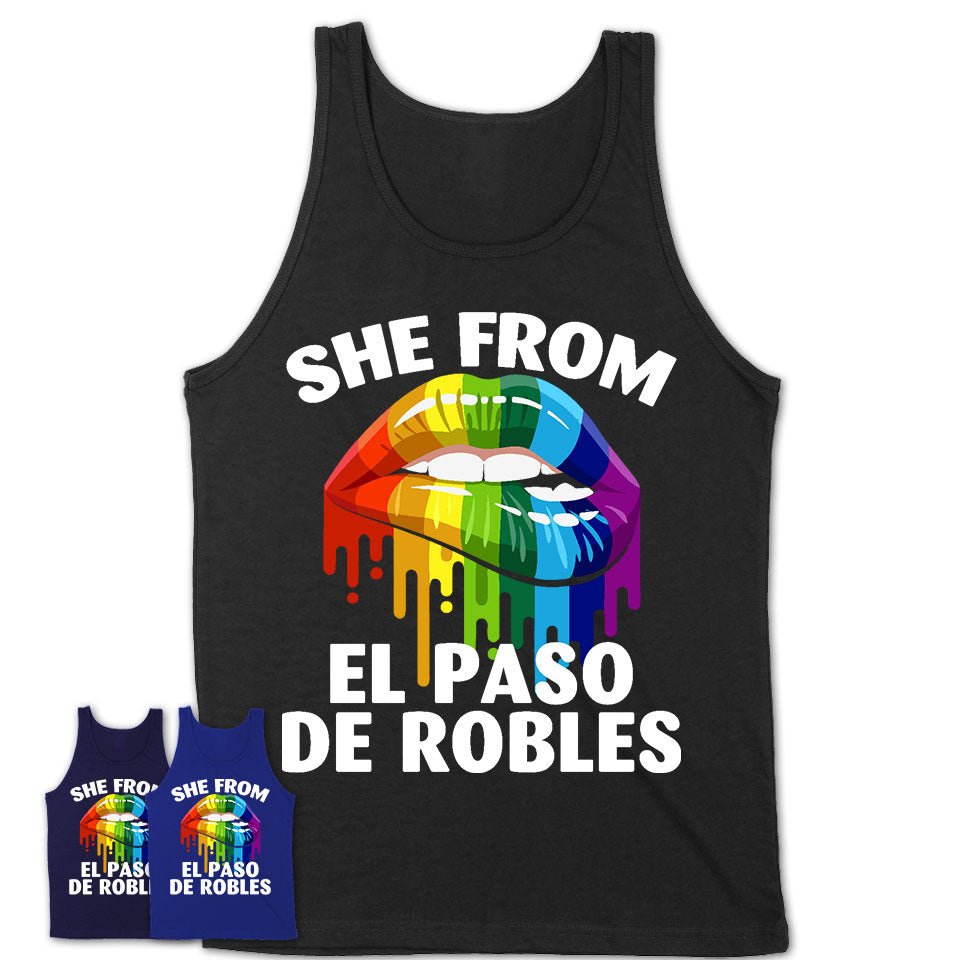 She From El Paso de Robles California T-Shirt LGBT Pride Sexy Lips Gift Shirt