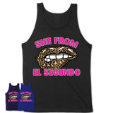 She From El Segundo California Gift Cheetah Leopard Sexy Lips Shirt