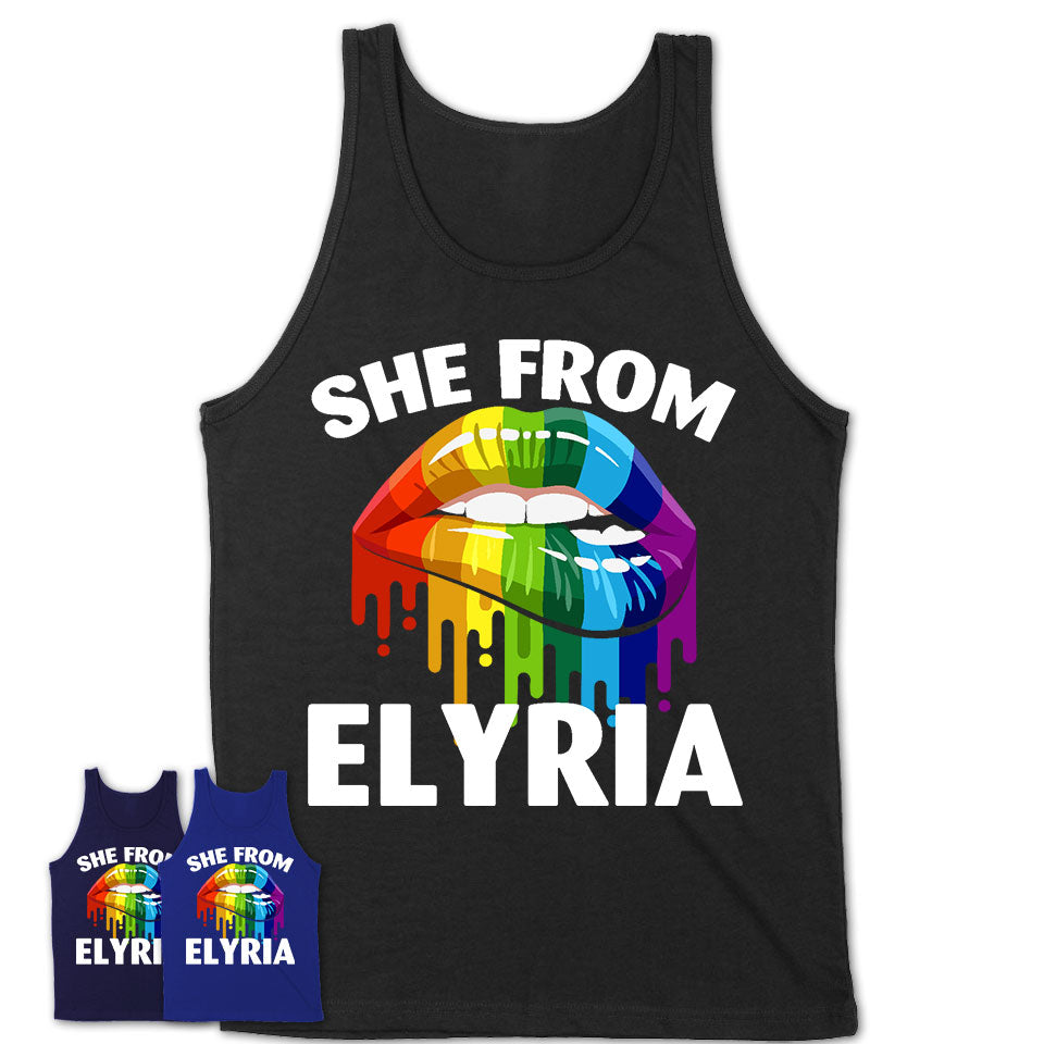 She From Elyria Ohio T-Shirt LGBT Pride Sexy Lips Gift Shirt