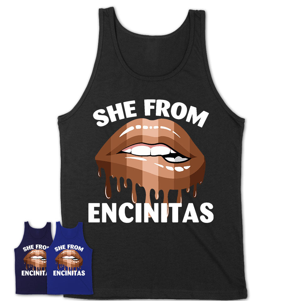 She From Encinitas California T-Shirt Black Lives Matter Sexy Lips Girl Shirt