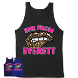 She From Everett Washington Gift Cheetah Leopard Sexy Lips Shirt