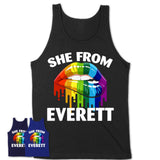 She From Everett Washington T-Shirt LGBT Pride Sexy Lips Gift Shirt