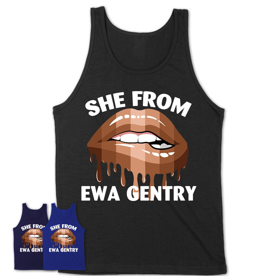 She From Ewa Gentry Hawaii T-Shirt Black Lives Matter Sexy Lips Girl Shirt