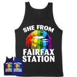 She From Fairfax Station Virginia T-Shirt LGBT Pride Sexy Lips Gift Shirt