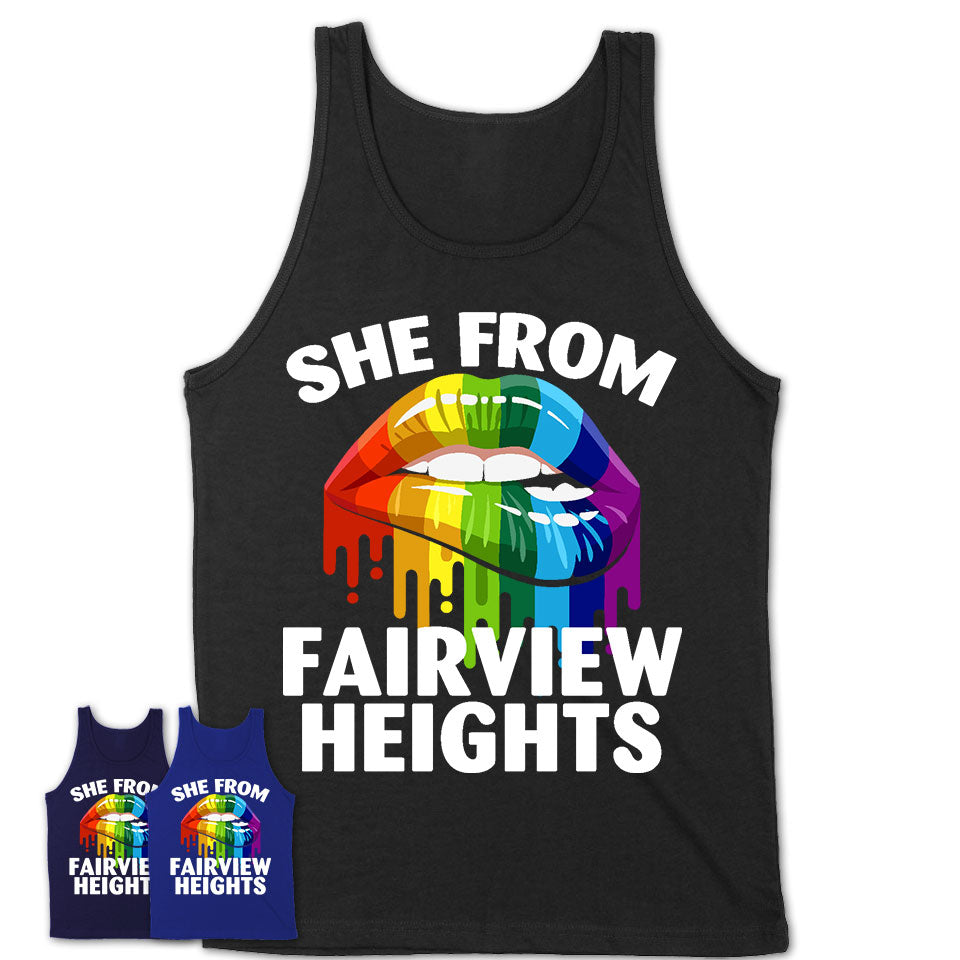 She From Fairview Heights Illinois T-Shirt LGBT Pride Sexy Lips Gift Shirt