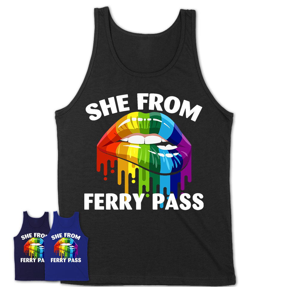 She From Ferry Pass Florida T-Shirt LGBT Pride Sexy Lips Gift Shirt