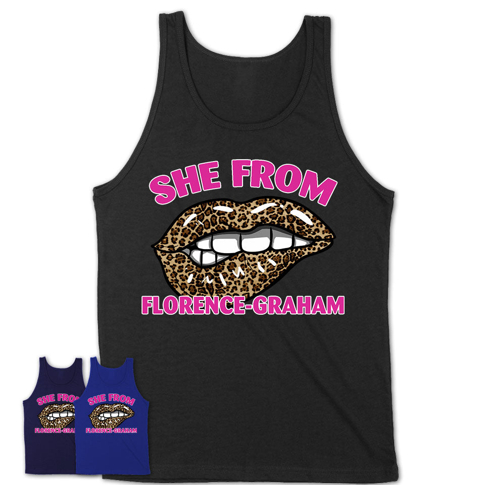 She From Florence-Graham California Gift Cheetah Leopard Sexy Lips Shirt