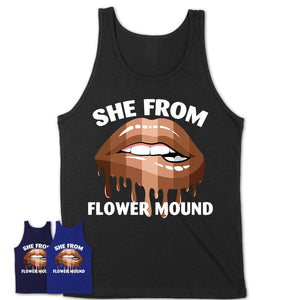 She From Flower Mound Texas T-Shirt Black Lives Matter Sexy Lips Girl Shirt