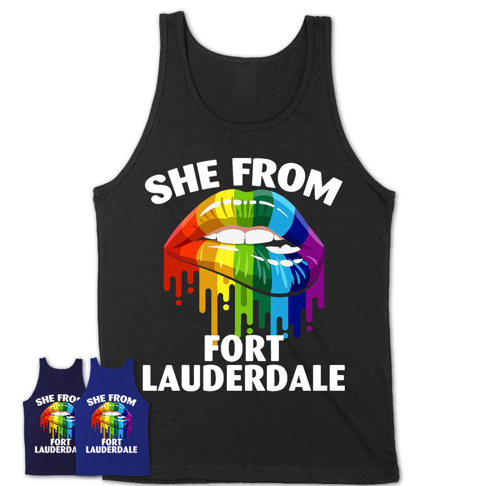 She From Fort Lauderdale Florida T-Shirt LGBT Pride Sexy Lips Gift Shirt