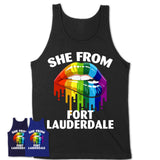 She From Fort Lauderdale Florida T-Shirt LGBT Pride Sexy Lips Gift Shirt
