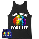 She From Fort Lee New Jersey T-Shirt LGBT Pride Sexy Lips Gift Shirt