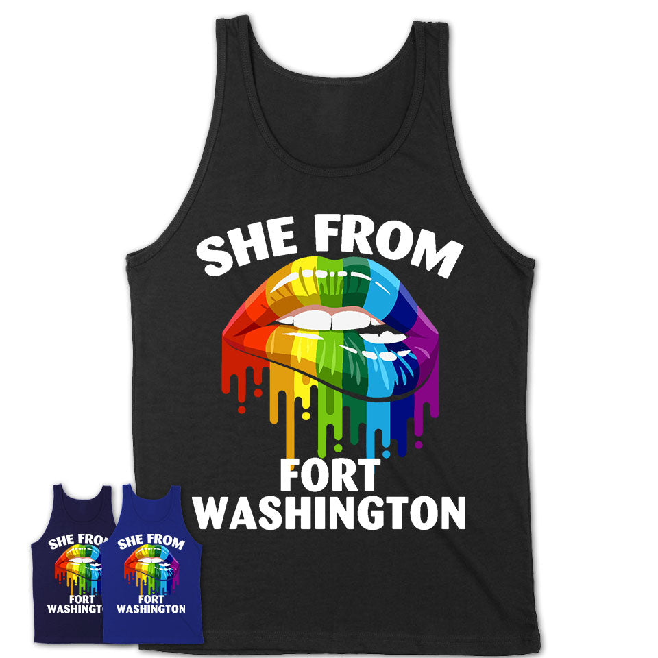 She From Fort Washington Maryland T-Shirt LGBT Pride Sexy Lips Gift Shirt