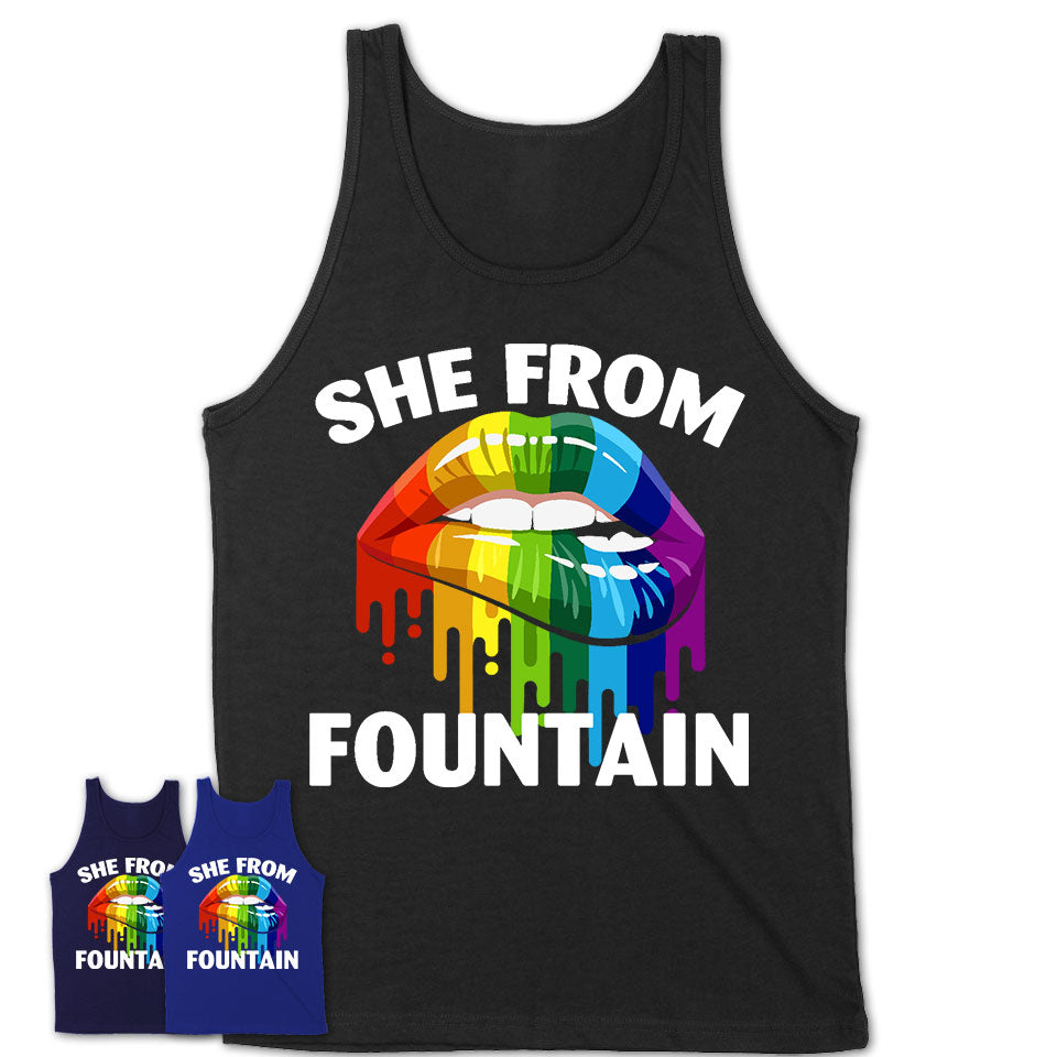 She From Fountain Colorado T-Shirt LGBT Pride Sexy Lips Gift Shirt