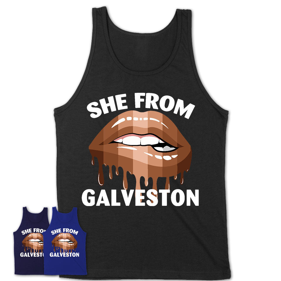 She From Galveston Texas T-Shirt Black Lives Matter Sexy Lips Girl Shirt