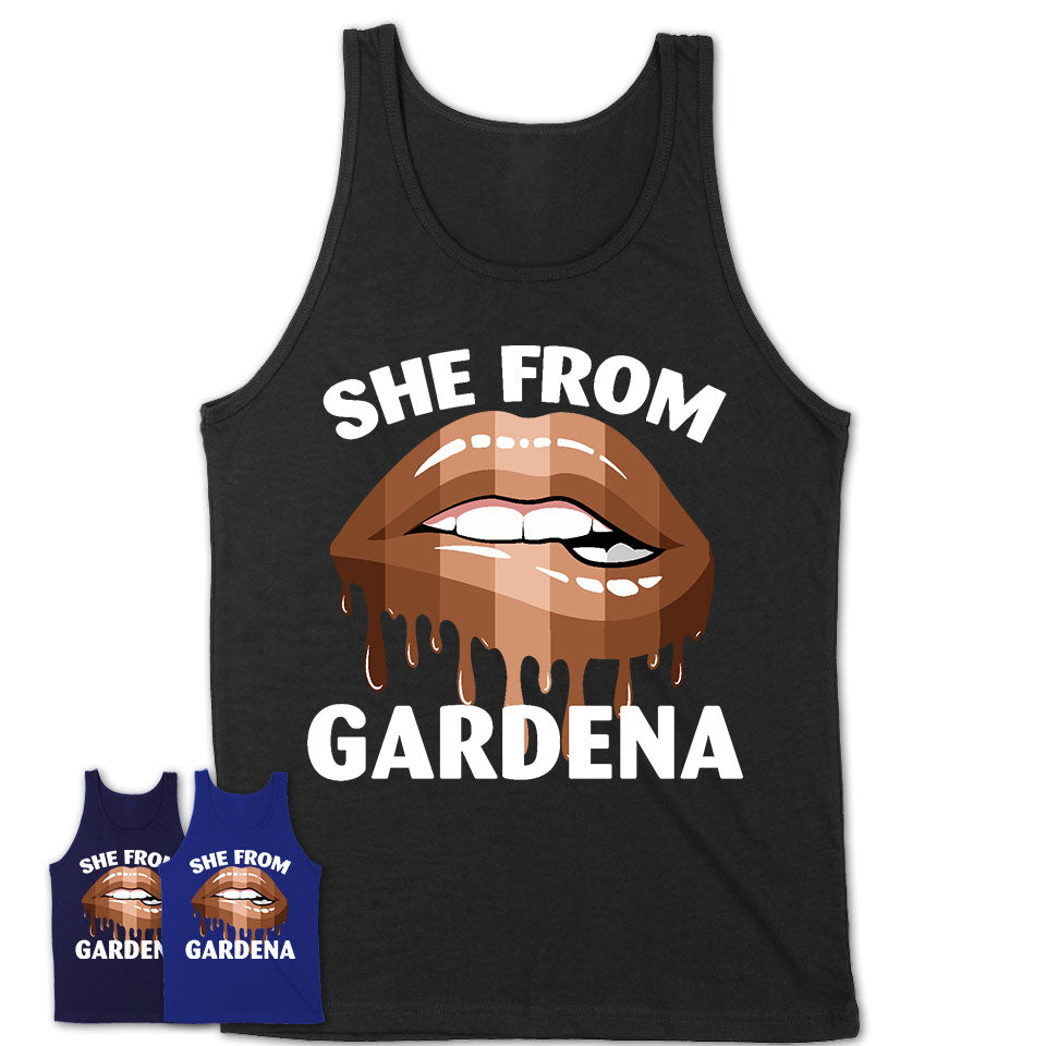 She From Gardena California T-Shirt Black Lives Matter Sexy Lips Girl Shirt
