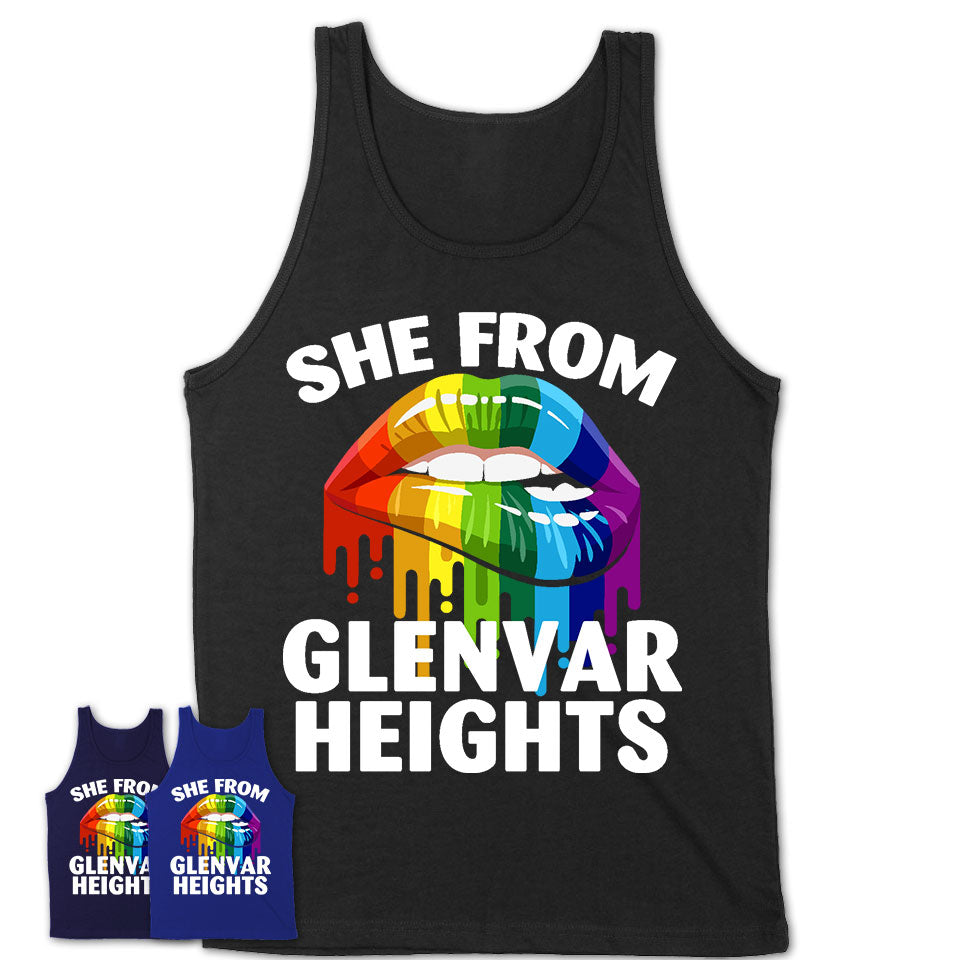 She From Glenvar Heights Florida T-Shirt LGBT Pride Sexy Lips Gift Shirt