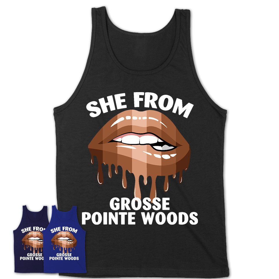 She From Grosse Pointe Woods Michigan T-Shirt Black Lives Matter Sexy Lips Girl Shirt