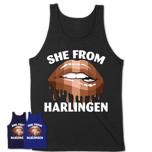 She From Harlingen Texas T-Shirt Black Lives Matter Sexy Lips Girl Shirt