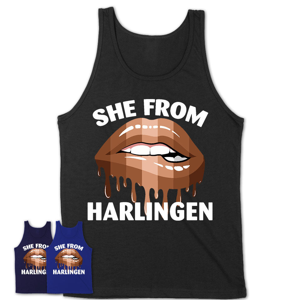 She From Harlingen Texas T-Shirt Black Lives Matter Sexy Lips Girl Shirt