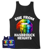 She From Hasbrouck Heights New Jersey T-Shirt LGBT Pride Sexy Lips Gift Shirt