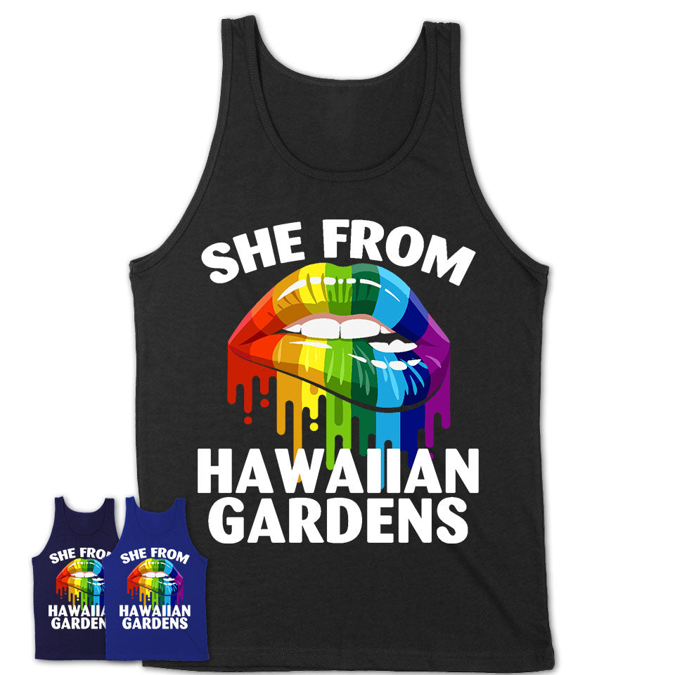 She From Hawaiian Gardens California T-Shirt LGBT Pride Sexy Lips Gift Shirt