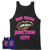 She From Junction City Kansas Gift Cheetah Leopard Sexy Lips Shirt