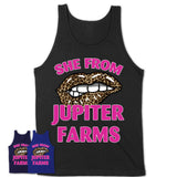 She From Jupiter Farms Florida Gift Cheetah Leopard Sexy Lips Shirt