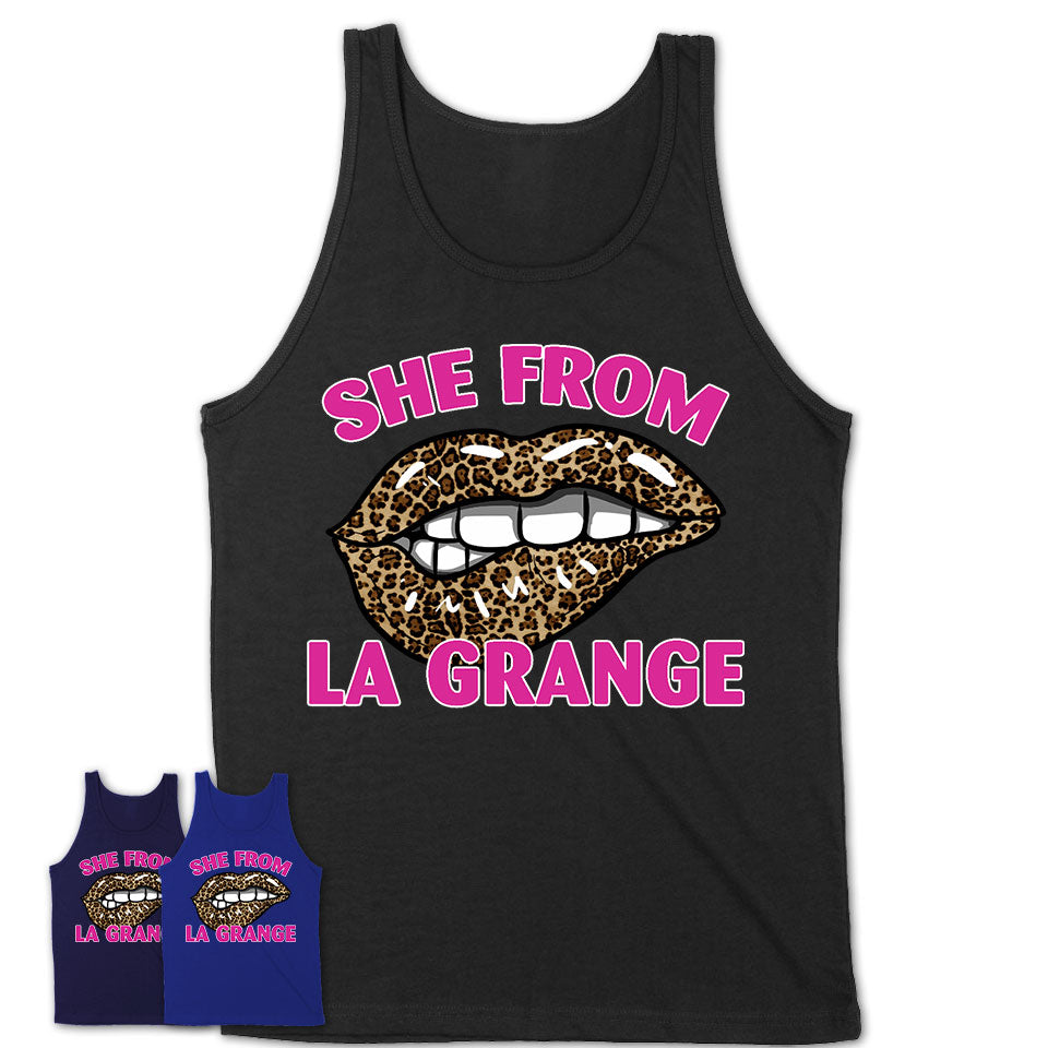 She From La Grange Illinois Gift Cheetah Leopard Sexy Lips Shirt