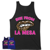 She From La Mesa California Gift Cheetah Leopard Sexy Lips Shirt