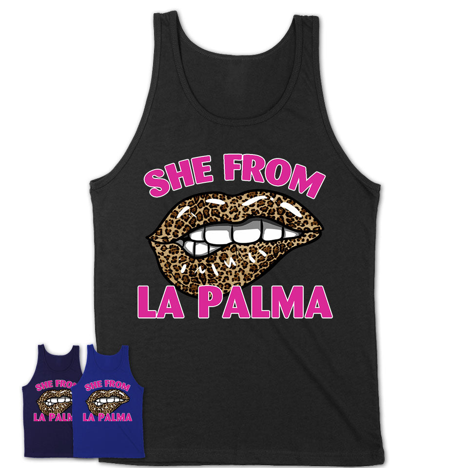 She From La Palma California Gift Cheetah Leopard Sexy Lips Shirt