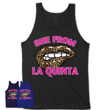She From La Quinta California Gift Cheetah Leopard Sexy Lips Shirt