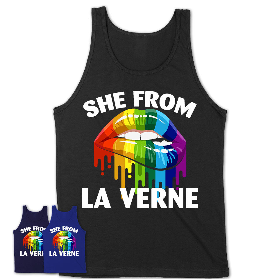 She From La Verne California T-Shirt LGBT Pride Sexy Lips Gift Shirt