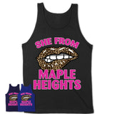 She From Maple Heights Ohio Gift Cheetah Leopard Sexy Lips Shirt