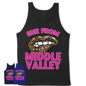 She From Middle Valley Tennessee Gift Cheetah Leopard Sexy Lips Shirt