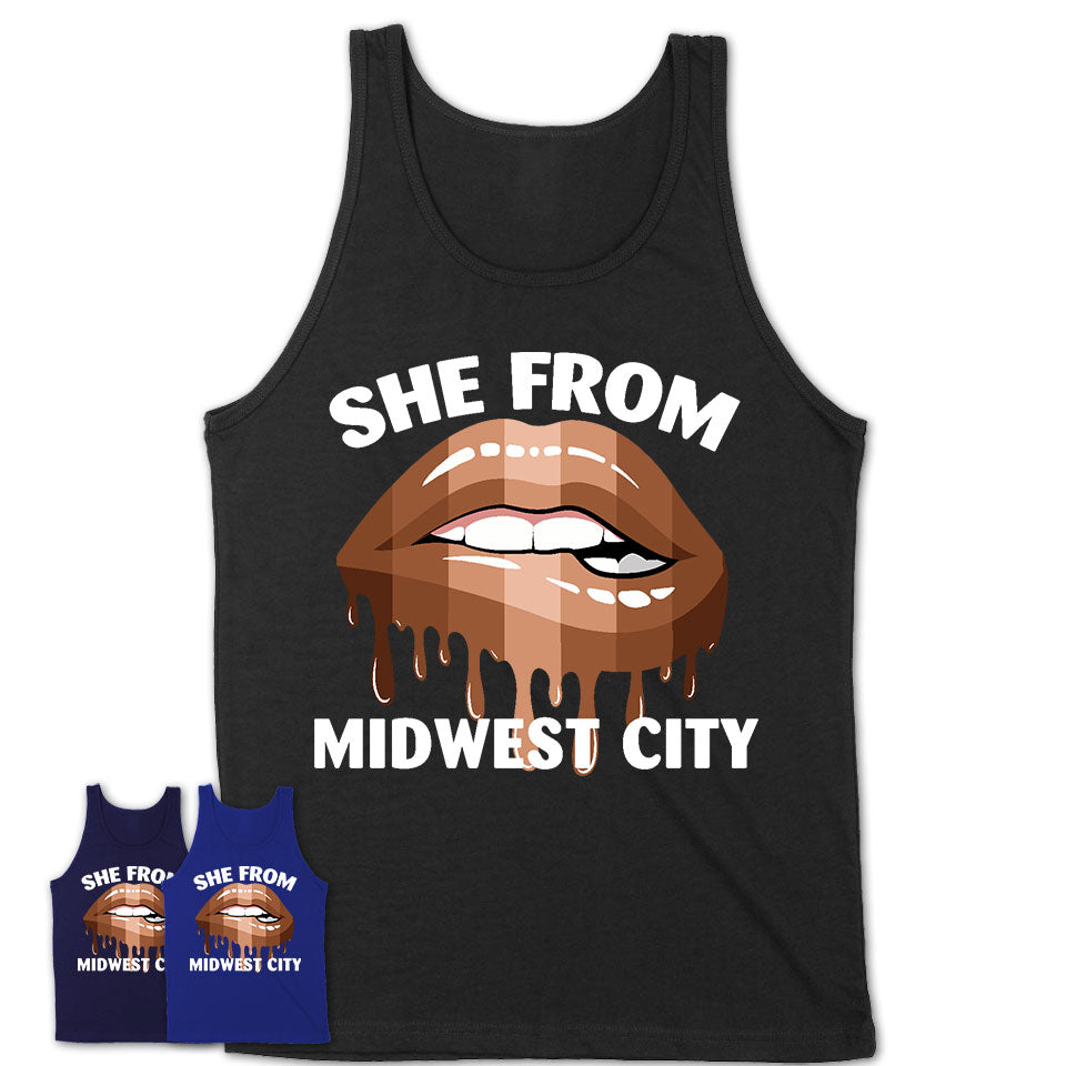 She From Midwest City Oklahoma T-Shirt Black Lives Matter Sexy Lips Girl Shirt