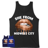 She From Midwest City Oklahoma T-Shirt Black Lives Matter Sexy Lips Girl Shirt