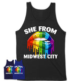 She From Midwest City Oklahoma T-Shirt LGBT Pride Sexy Lips Gift Shirt