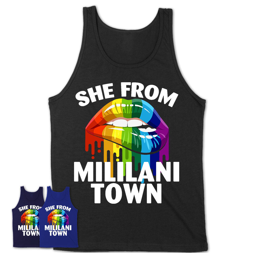 She From Mililani Town Hawaii T-Shirt LGBT Pride Sexy Lips Gift Shirt